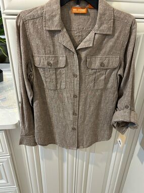 Reel Legends women Taupe/Brown Casual Button-Down Shirt